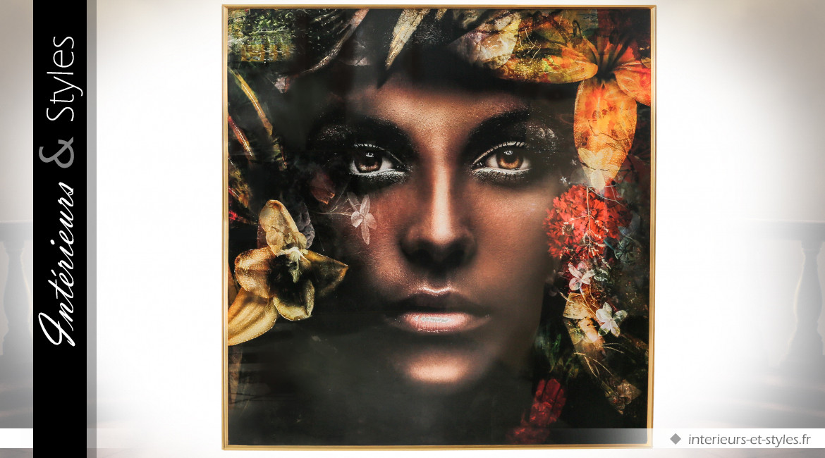 Portrait de femme style fantastique sous verre trempé 120 x 120 cm