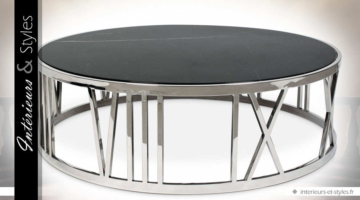 Luxueuse table basse circulaire Chiffres Romains by Eichholtz Ø 100 cm