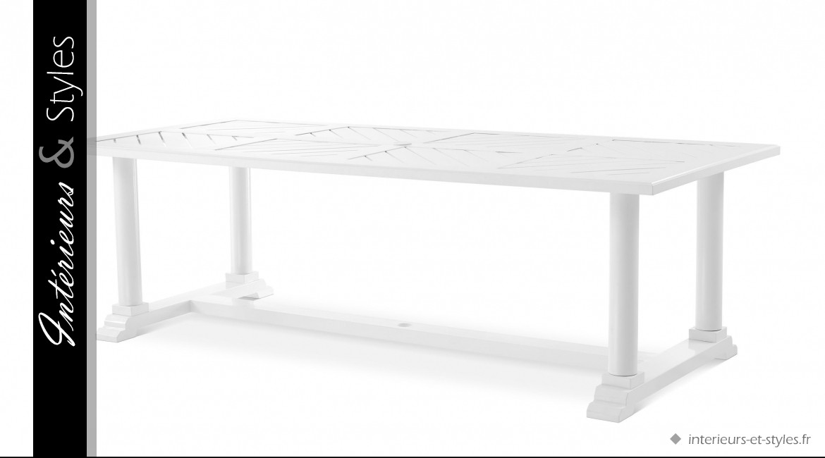 Table Bell Rive signée Eichholtz, modèle rectangulaire, en aluminium finition blanc