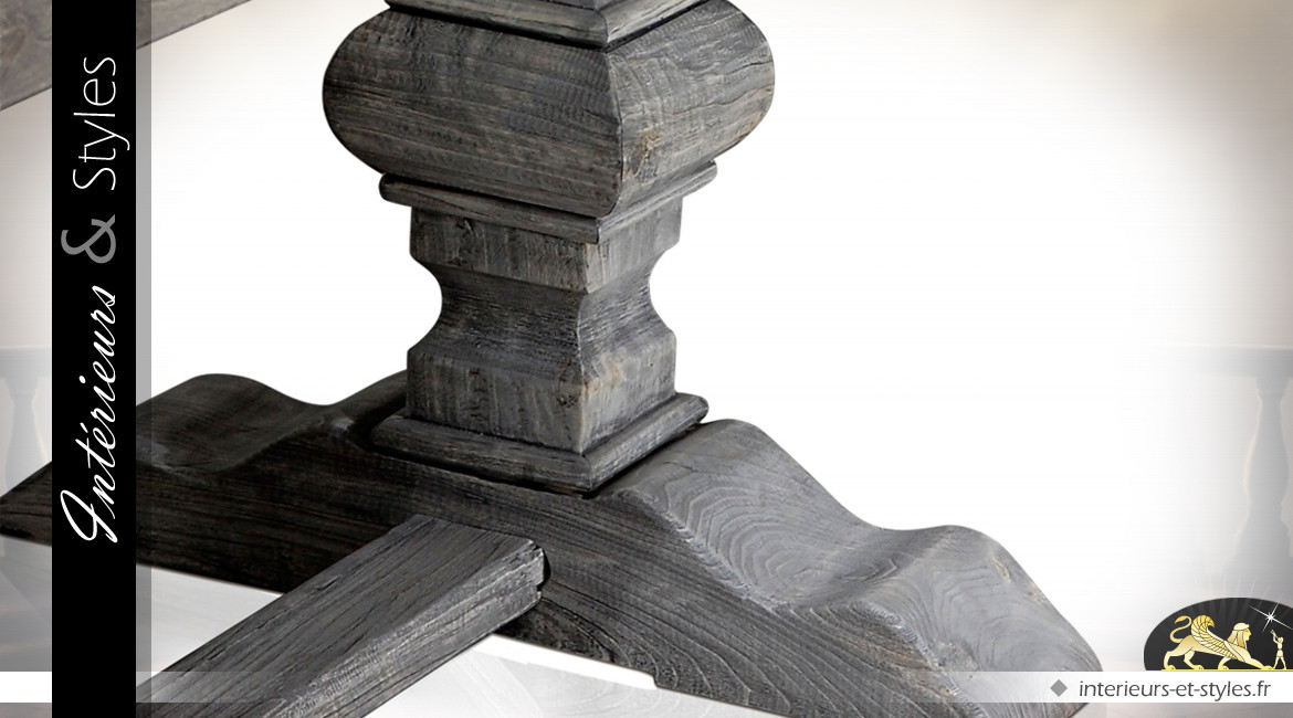 Table Monastère 330 cm en pin massif recyclé finition grise