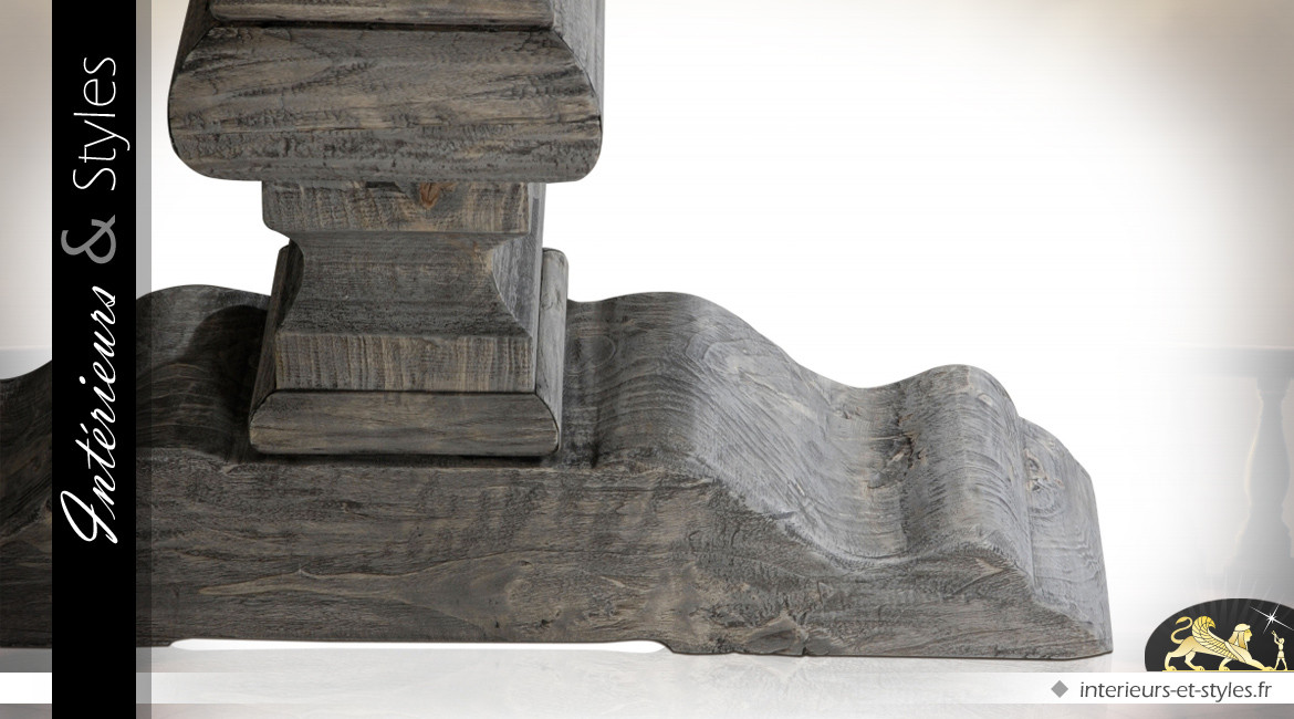 Table Monastère 330 cm en pin massif recyclé finition grise
