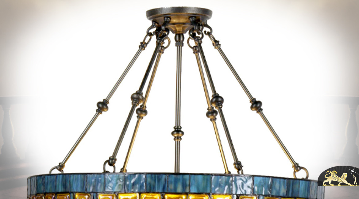 Grande suspension de style Tiffany, Palais du Chofort, Ø70cm / 75cm