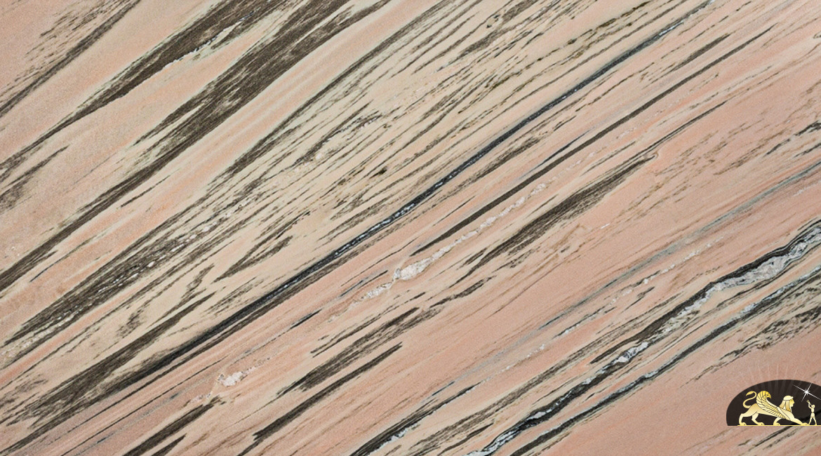 Grand plateau en marbre rose véritable veiné gris et noir, 200 x 100 cm