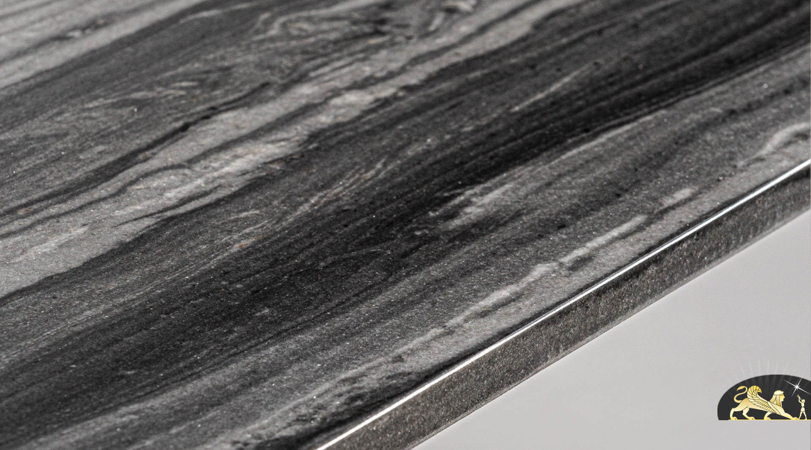 Grand plateau en marbre véritable, déclinaison de noir et blanc, 200 x 100 cm