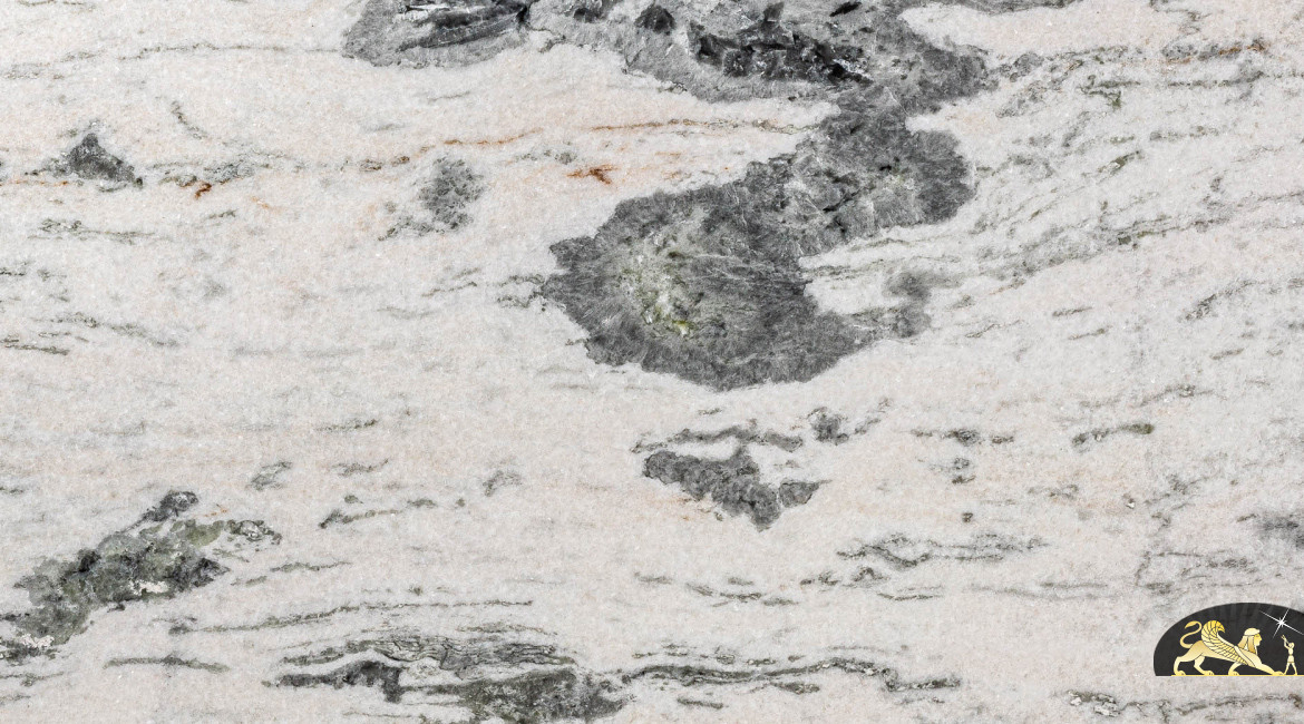 Plateau rond en marbre véritable blanc veiné gris, Ø120cm