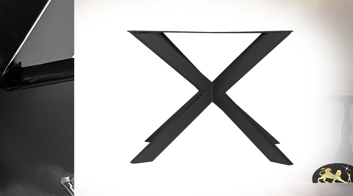 Grand pied de table en acier noir en forme de croix, Ø120cm