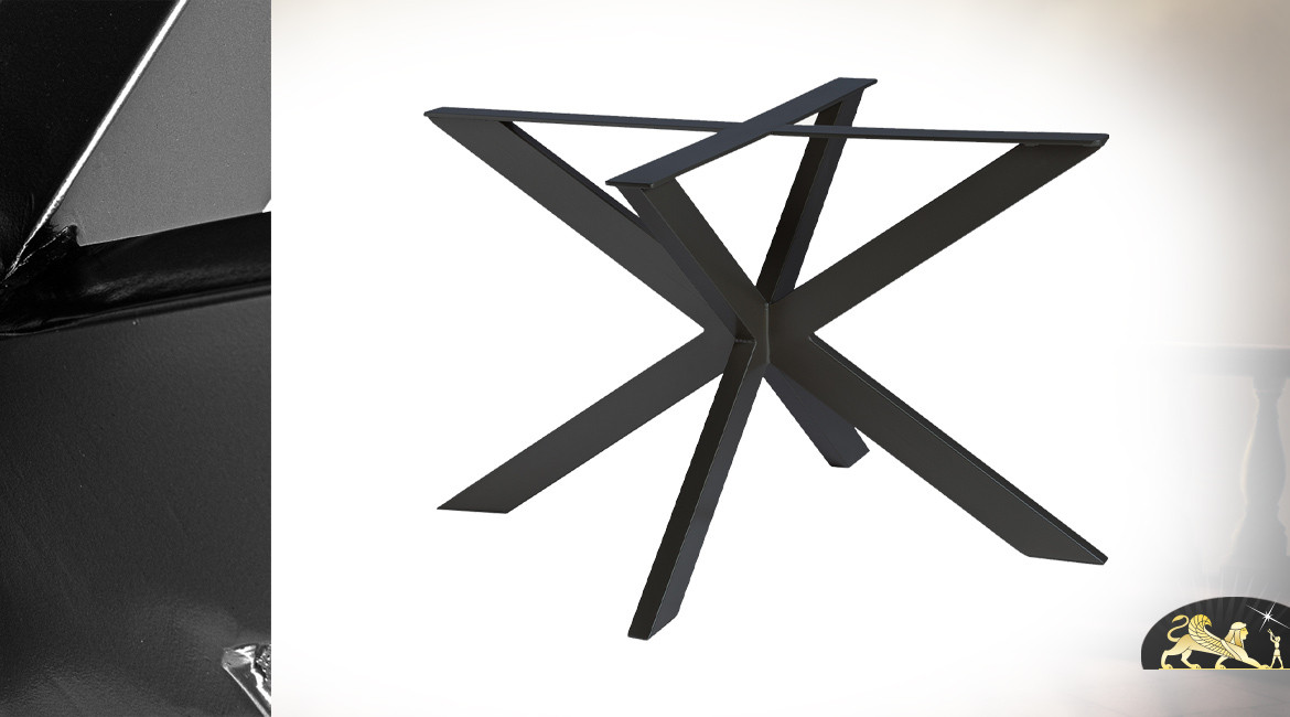 Grand pied de table en acier noir en forme de croix, Ø120cm