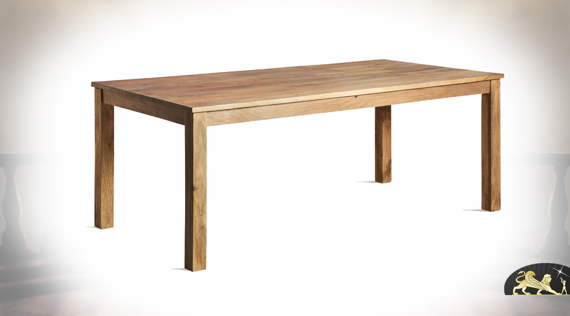 Table de salle à manger en bois de manguier massif finition ciré, 200cm