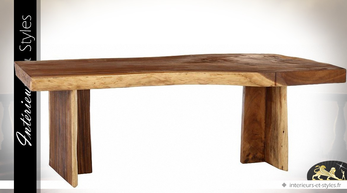 Grande table salle à manger en bois massif style naturel 2 mètres