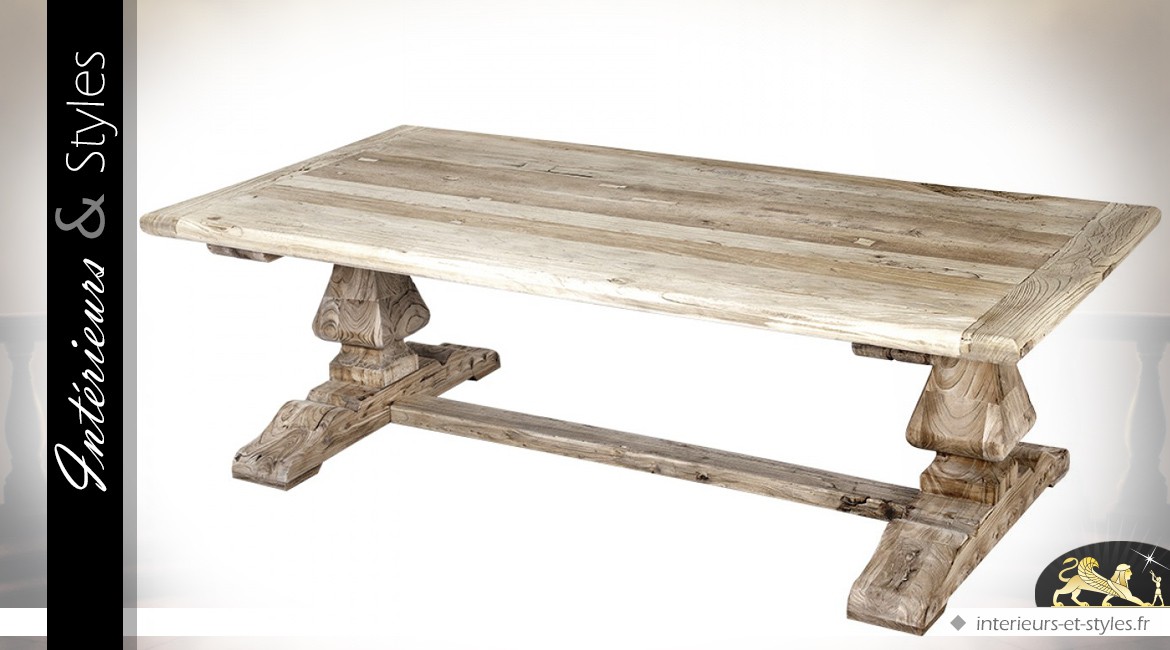Table basse en bois massif façon ancienne table de monastère