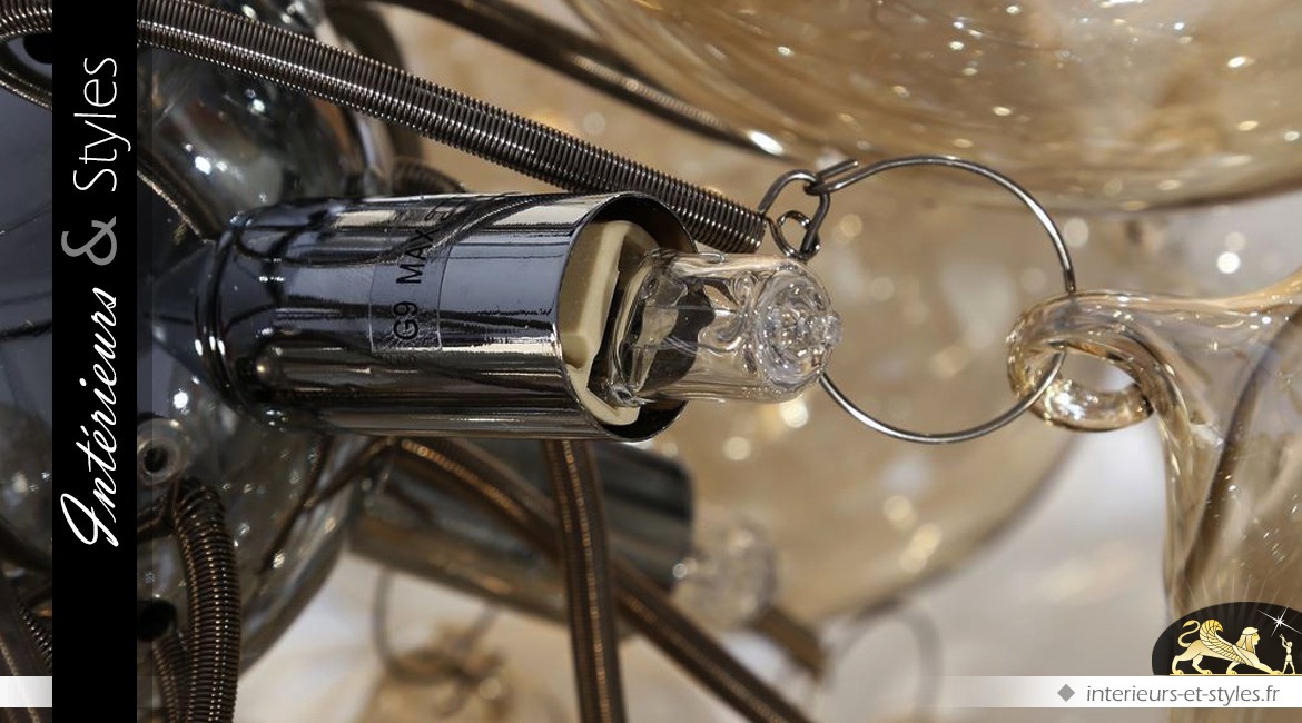 Lustre suspension design en forme de boules de verre Champagne