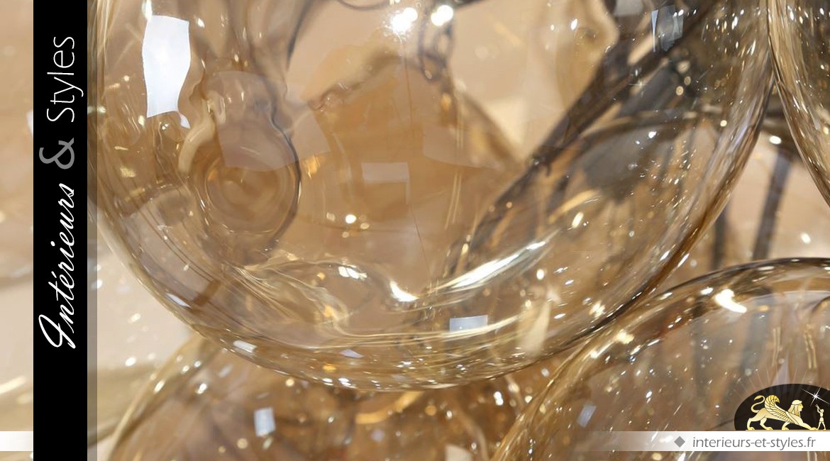 Lustre suspension design en forme de boules de verre Champagne