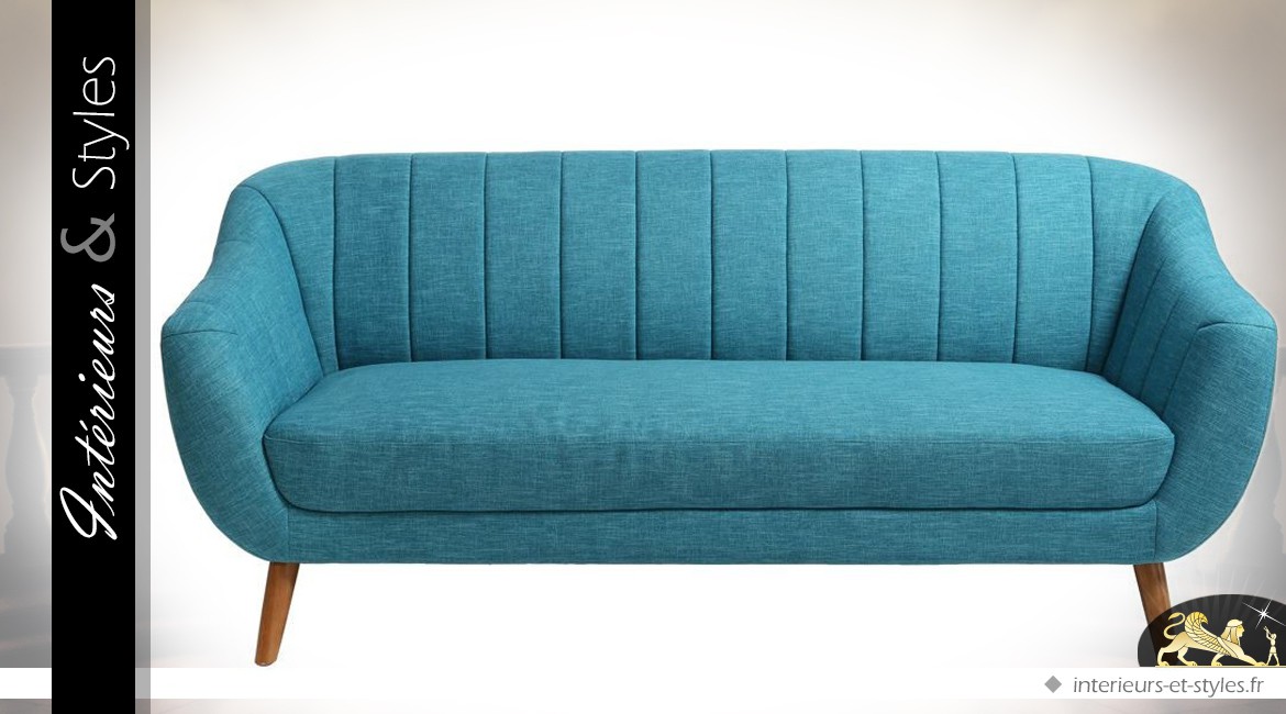 Canapé de style scandinave en tissu coloris bleu Tiffany