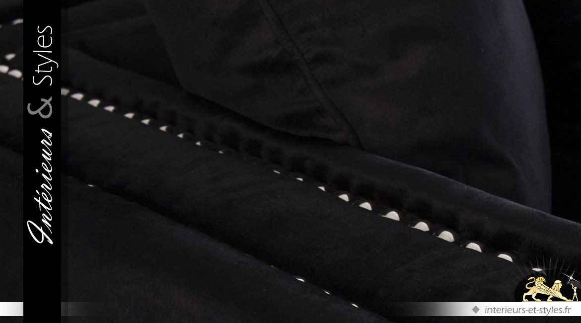Canapé 3 places en tissu noir intense et argent