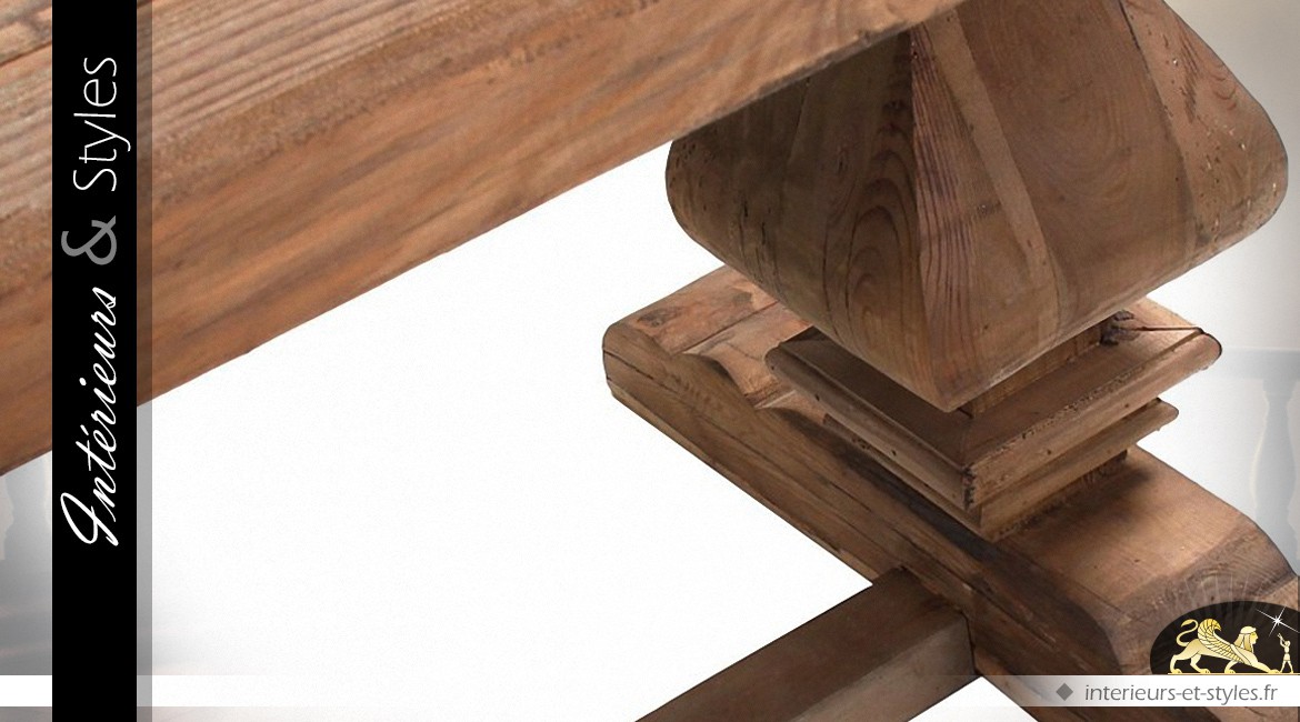 Table Monastère en pin recyclé à pieds en balustres 200 cm