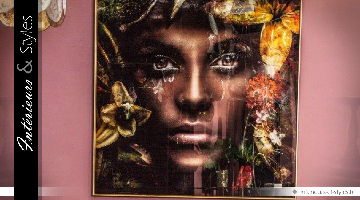 Portrait de femme style fantastique sous verre trempé 120 x 120 cm