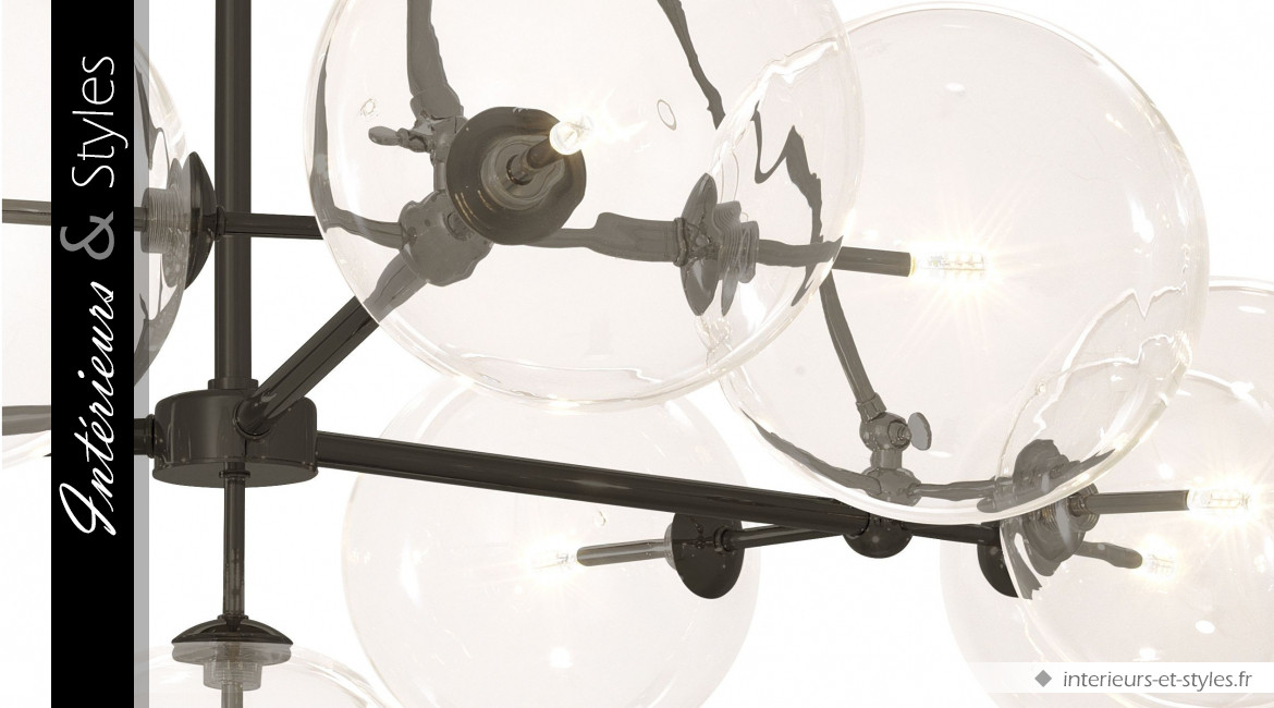 Suspension Bermude signée Eichholtz, en métal finition bronze et 10 sphères de verre