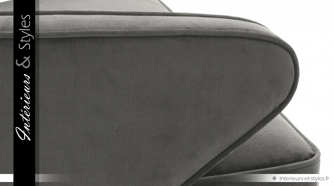 Fauteuil design Dorset signé Eichholtz, en velours épais finition gris granit