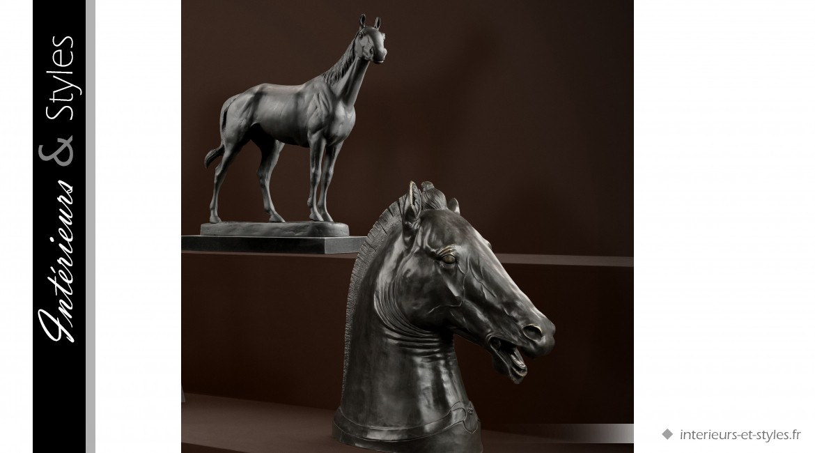 Sculpture Rodondo signée Eichholtz, cheval en aluminium finition bronze ancien