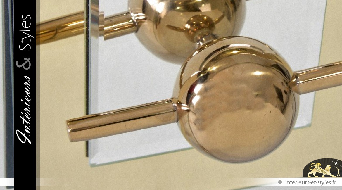 Buffet 2 portes Art Déco en miroir et métal doré
