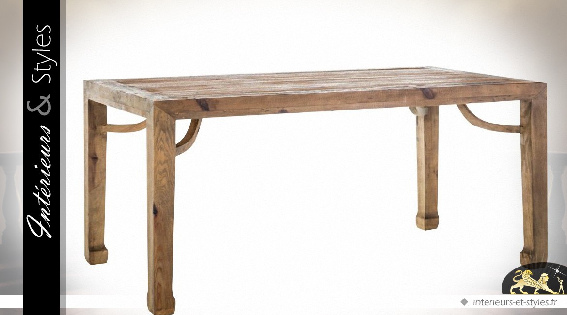 Table  rectangulaire rustique en pin recyclé finition naturelle