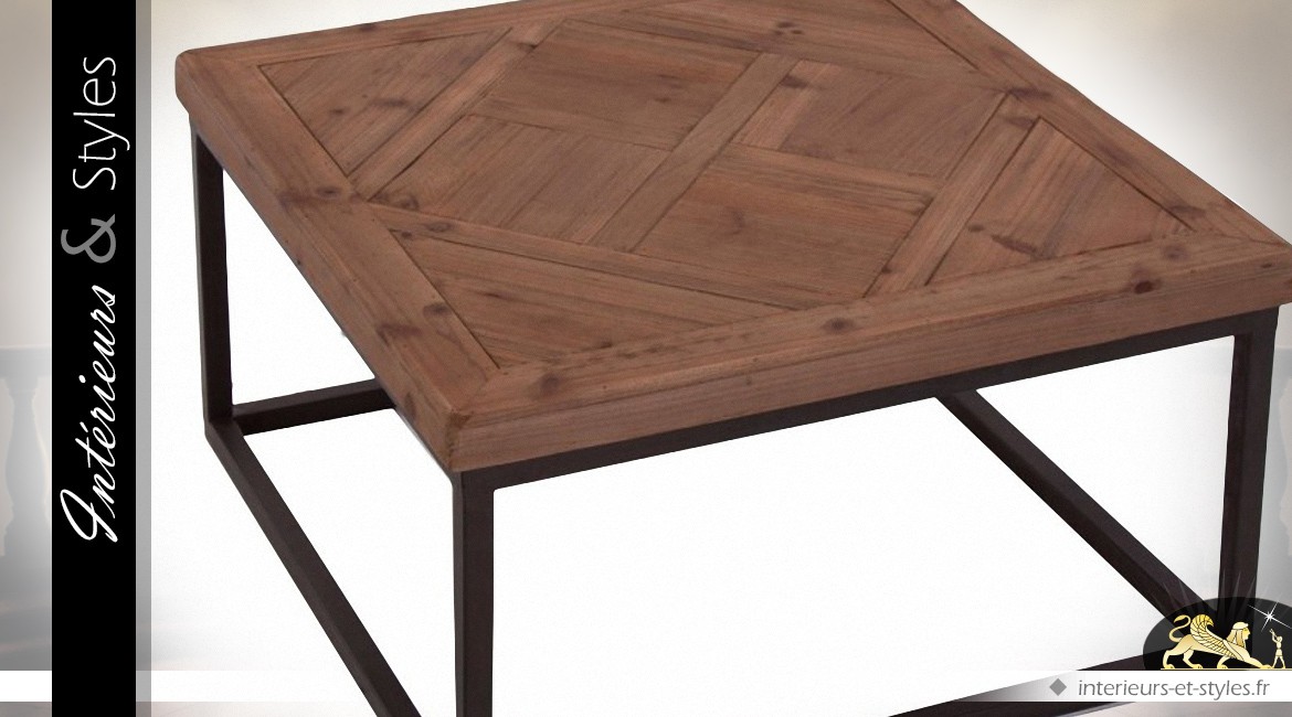 Série de 2 tables basses gigognes en bois et métal
