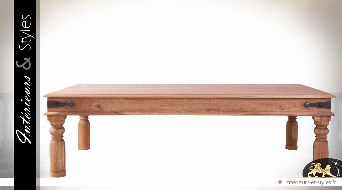 Table basse rustique en acacia massif 150 x 90 cm
