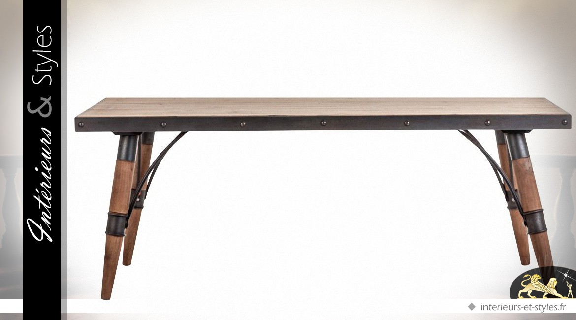 Table basse en bois et métal de style vintage
