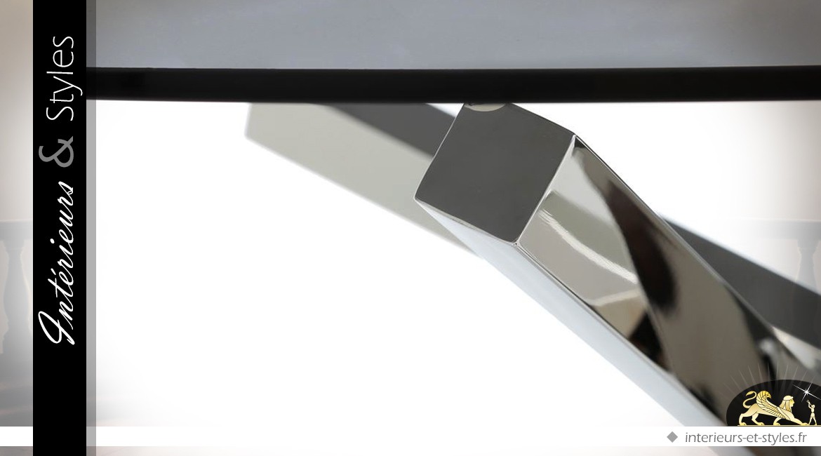 Table basse design ronde en inox chromé et verre trempé Ø 100 cm