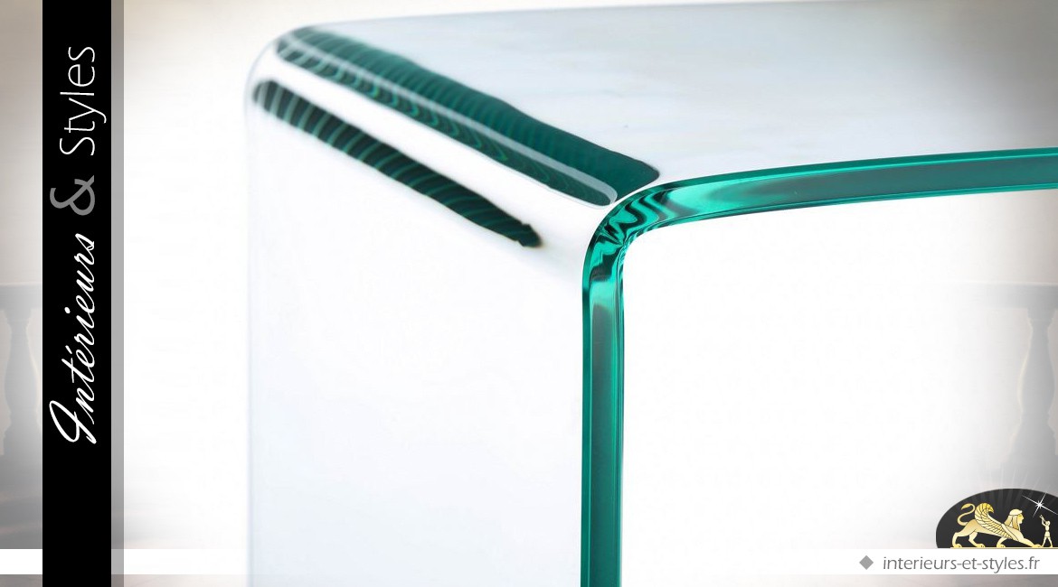 Console design transparente en verre trempé 12 mm