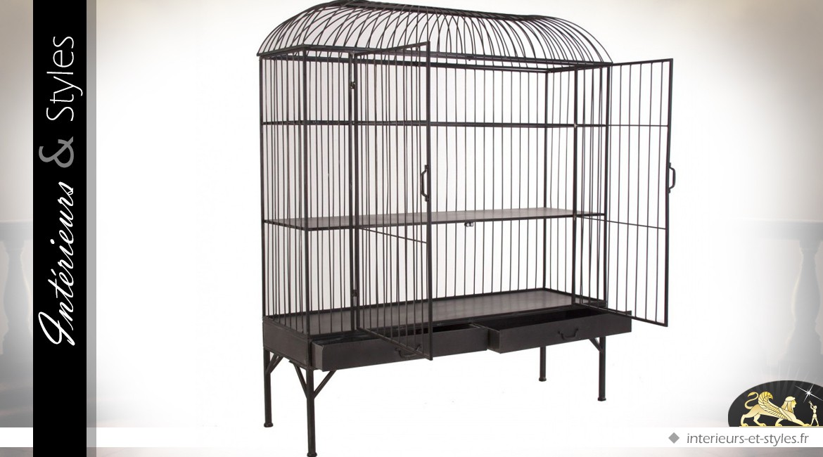 Grande cage à oiseaux en métal simple européenne ronde pour animal  domestique Villa à oiseaux d'intérieur ou d'extérieur Cage suspendue avec  support