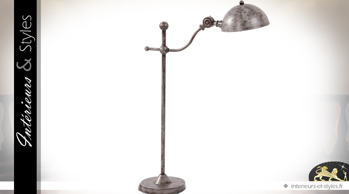 Lampe d'atelier style industriel en métal gris vieilli 60 cm