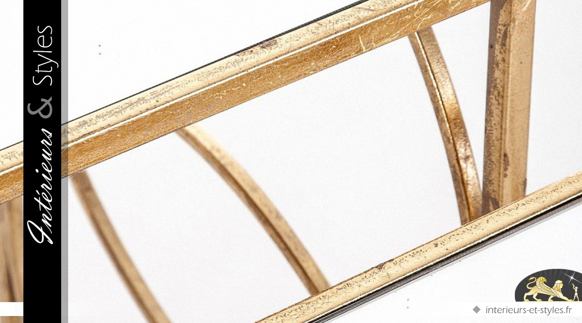 Série de 2 tables basses design finition dorée avec plateaux miroirs