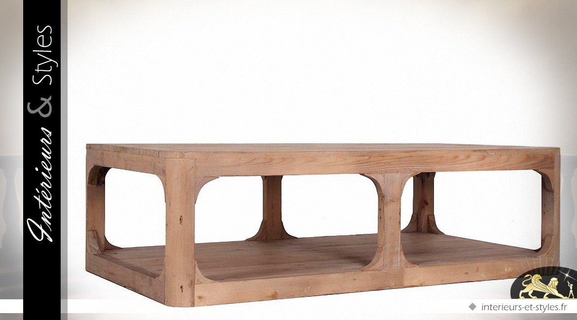 Table basse moderne en bois de pin recyclé