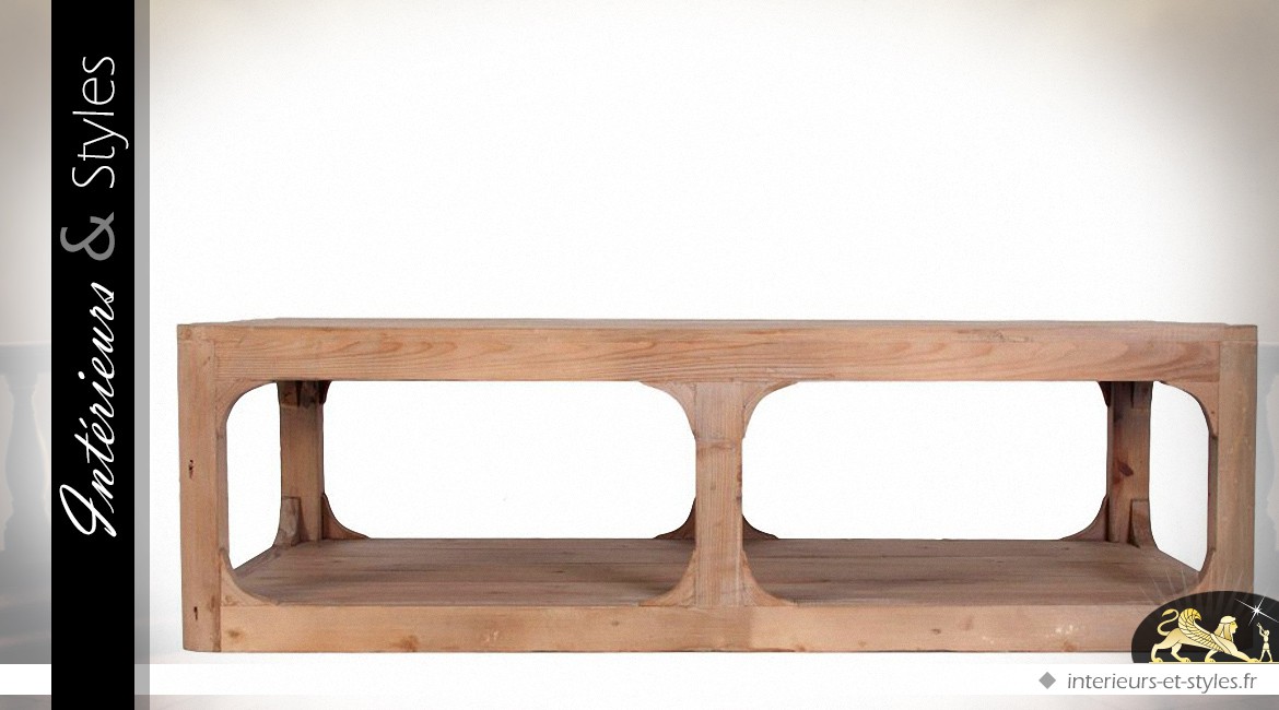 Table basse moderne en bois de pin recyclé