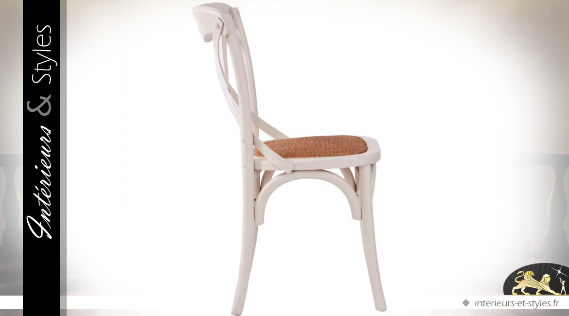 Chaise bistrot patine blanche style romantique