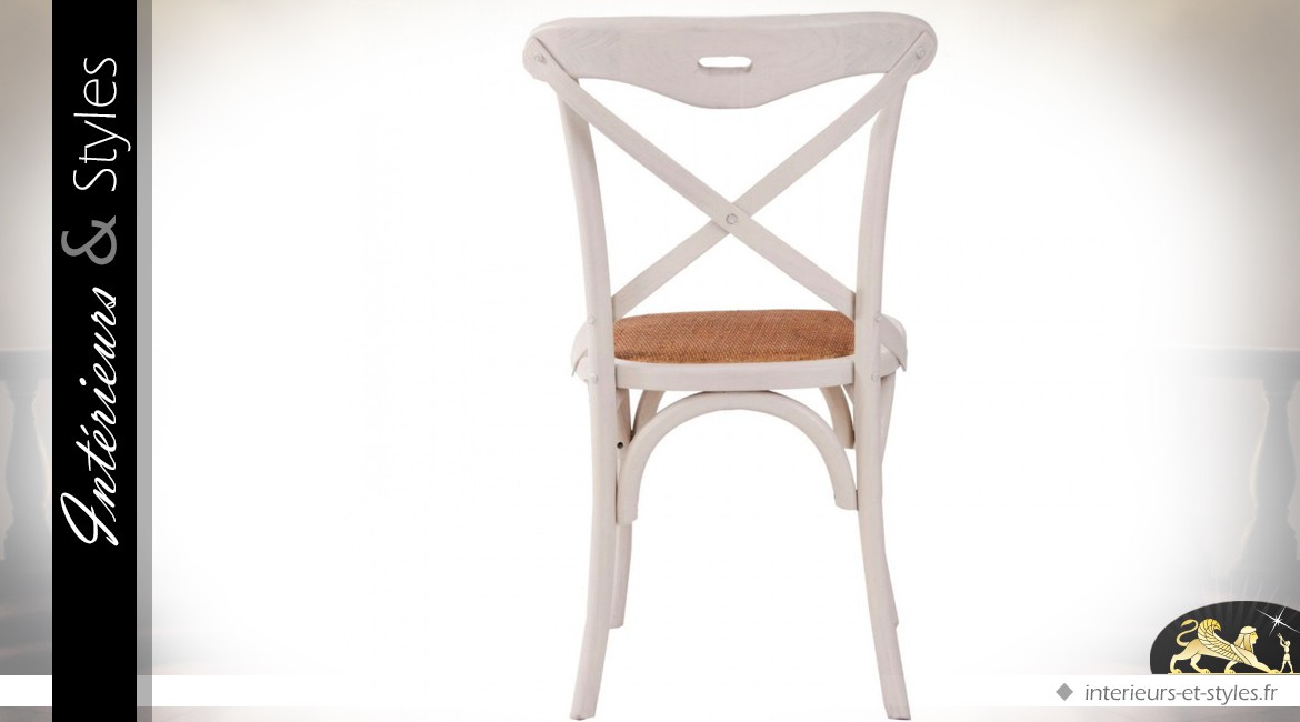 Chaise bistrot patine blanche style romantique