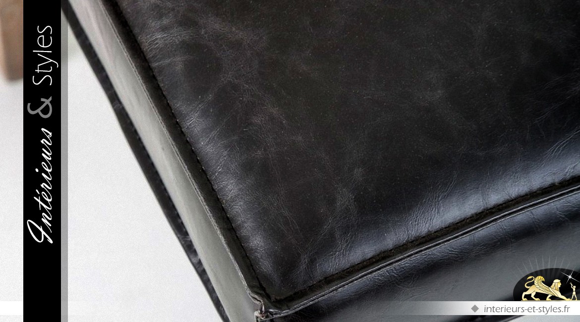 Chaise vintage finition cuir noir style minimaliste et design