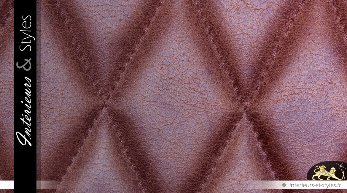 Fauteuil vintage design microfibre marron et métal effet graphite