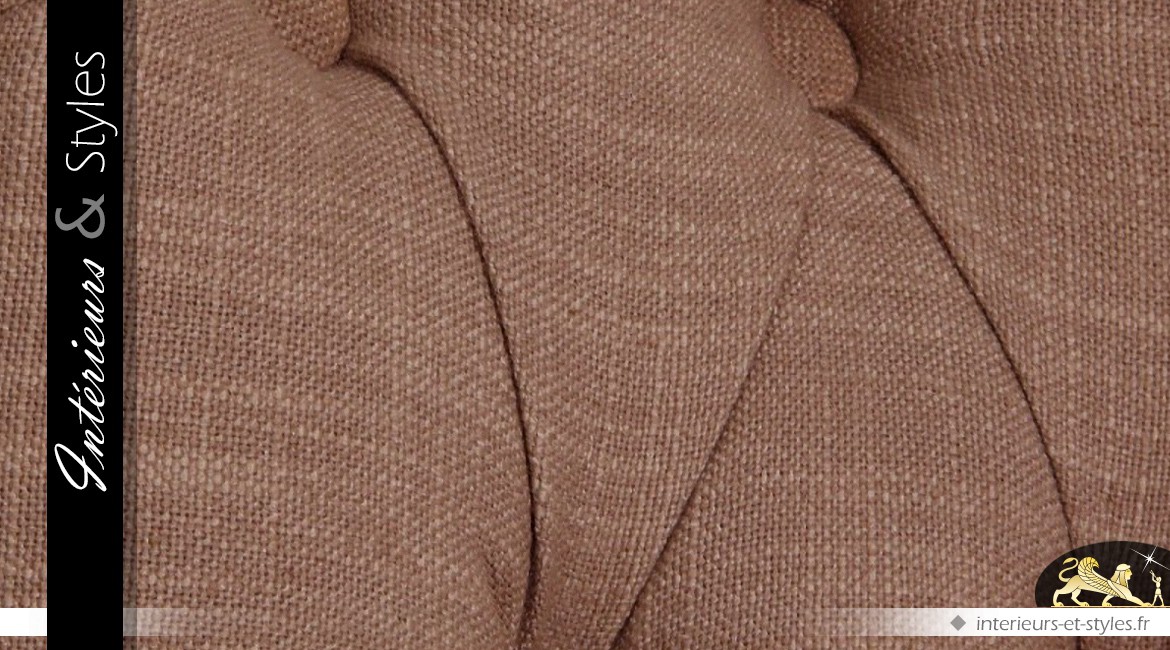 Fauteuil crapaud en tissu capitonné coloris grège