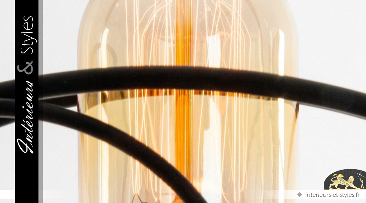 Lampadaire ventilateur rétro avec ampoules Edison 144 cm