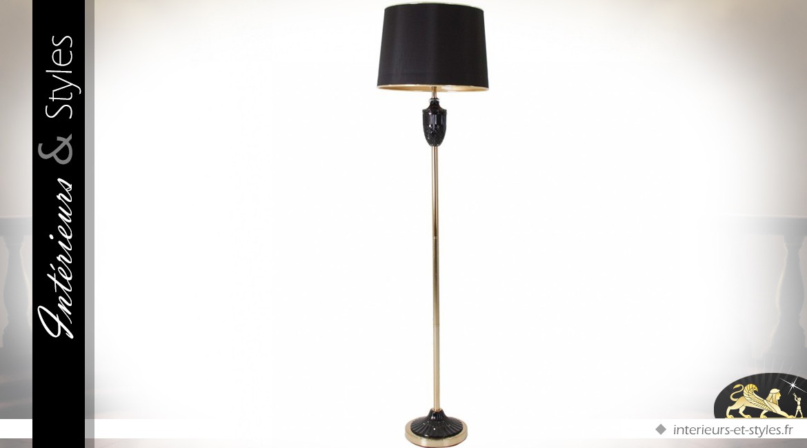 Lampadaire design noir et or 170 cm