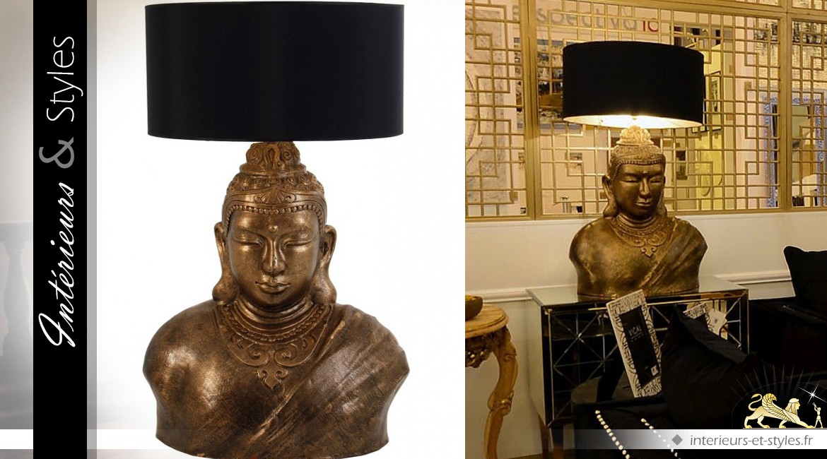 Grande lampe en terre cuite de style extrême-oriental 107 cm