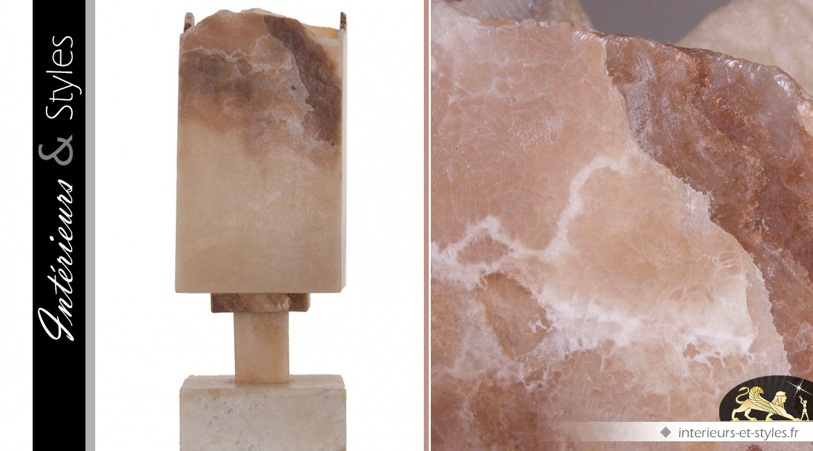 Lampe naturelle en pierre d'onyx rétro-éclairée 45 cm