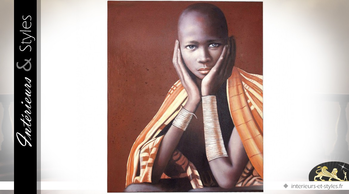 Grande toile portait jeune femme africaine 150 cm