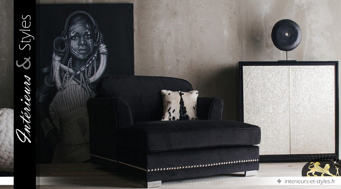 Grand tableau sur toile Femme africaine en noir et blanc 180 cm