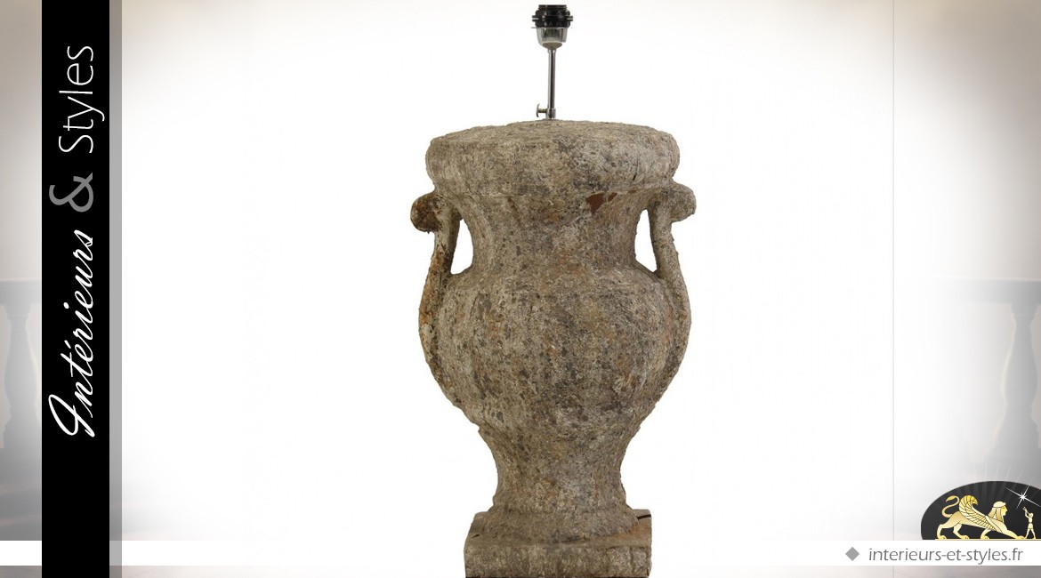 Grand pied de lampe en terracota en forme de jarre ancienne 70 cm