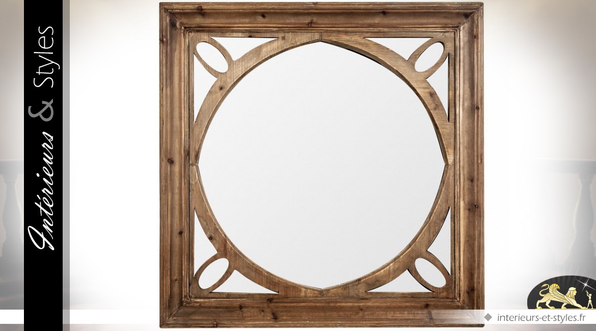 Miroir rustique carré avec ornementations 100 cm