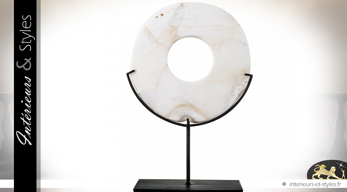 Cercle des cieux sur socle en métal noir antique 30 cm