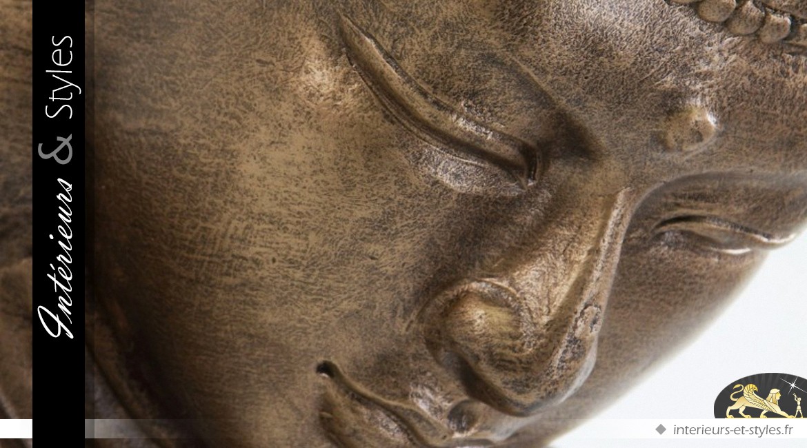 Buste de bouddha en terracota finition bronze antique doré 75 cm